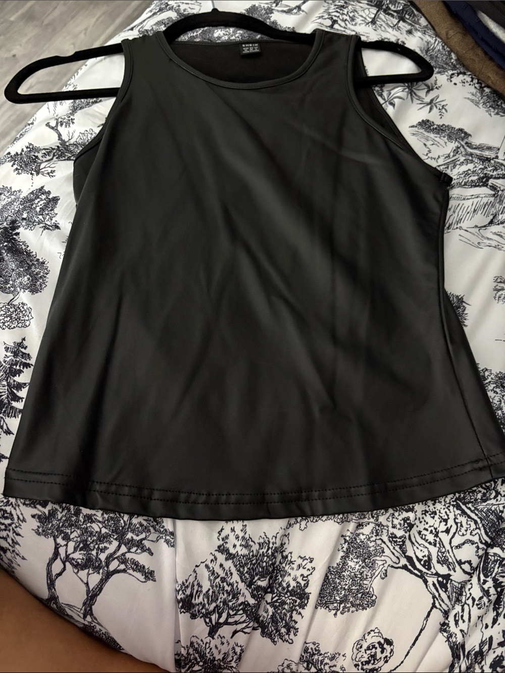 Women's faux leather Black Sleeveless Top - Smooth Everyday Layer